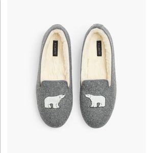 TALBOTS Fireside Embroidered Polar Bear Slippers